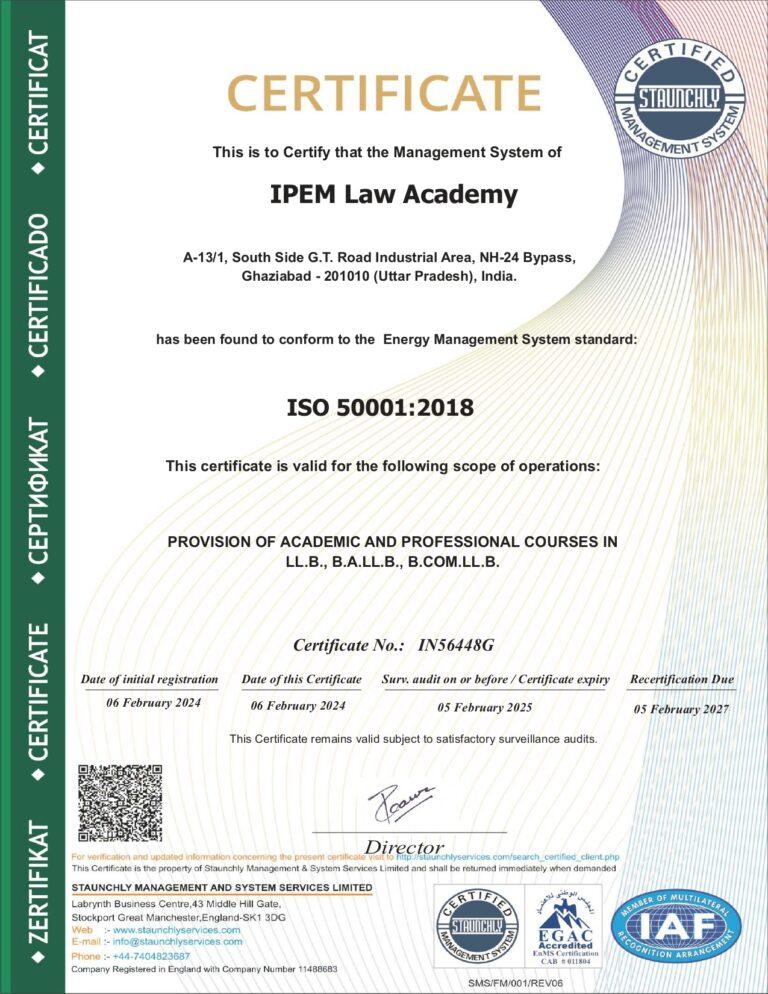 IPEM Law Academy Certificate of Recognition